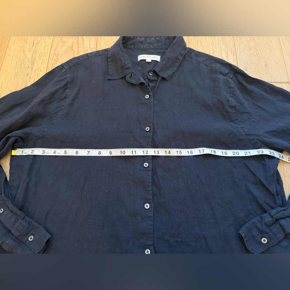 Assembly label women’s linen‎ navy button down size 14 Lagenlook resort wear - Picture 4 of 9